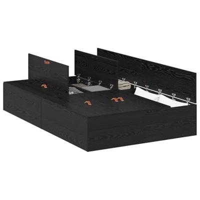 Bedframe Zwart eiken 200 x 120 x 31.5 cm Bewerkt hout