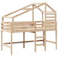 Halfhoogslaper met ladder en bedhuis grenenhout 90x200 cm - thumbnail