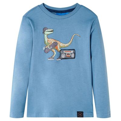 Kindershirt met lange mouwen dinosaurusprint 104 medium blauw Kindershirt met lange mouwen dinosaurusprint 104 medium blauw