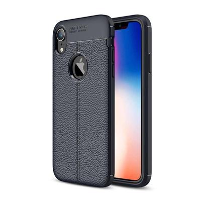 Litchi textuur TPU Case voor iPhone X/XS (marineblauw)