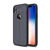 Litchi textuur TPU Case voor iPhone X/XS (marineblauw) - thumbnail