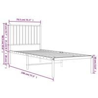 Bedframe met hoofdbord metaal wit 75 x 190 cm - thumbnail