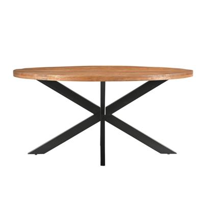 LivingFurn Ovale Eettafel 'Rocky' Mangohout en staal, 180 x 100cm