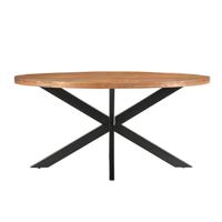LivingFurn Ovale Eettafel 'Rocky' Mangohout en staal, 180 x 100cm - thumbnail