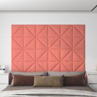 VidaXL Wandpanelen 12 st 0,54 m² 30x30 cm fluweel roze - thumbnail