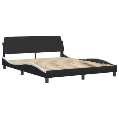 Bed met matras kunstleer zwart en wit 180x200 cm