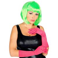 Handschoenen lang neon roze - thumbnail