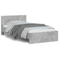 Bedframe met hoofdbord en LED-verlichting betongrijs 100x200 cm - thumbnail
