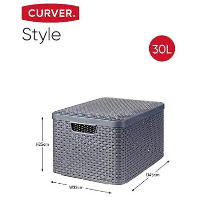Curver opbergboxen met deksel 3 st style l antraciet
