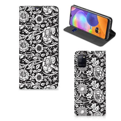 Samsung Galaxy A31 Smart Cover Black Flowers Samsung Galaxy A31 Smart Cover Black Flowers