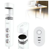 IOIO contactdoos SL3000, 3 stopcontacten en 3 USB-poorten, tafelklem, wit - thumbnail