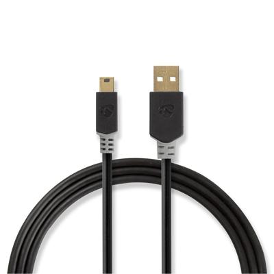 Kabel USB 2.0 | A male - Mini 5-pins male | 2,0 m | Antraciet