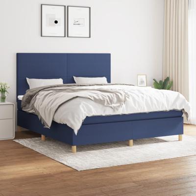 Boxspring met matras stof blauw 160x200 cm