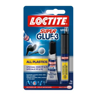 Secondenlijm loctite all plastic 2gr+4 ml