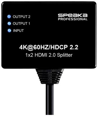 SpeaKa Professional SP-9443508 1 + 2 poorten HDMI-splitter Zwart SpeaKa Professional SP-9443508 1 + 2 poorten HDMI-splitter Zwart