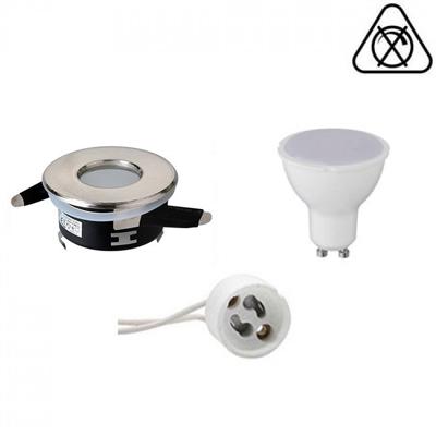 Led Spot Set - Aigi - Gu10 Fitting - Waterdicht Ip65 - Inbouw Rond - Mat Chroom - 8w - Natuurlijk Wit 4200k - Ø82mm Led Spot Set - Aigi - Gu10 Fitting - Waterdicht Ip65 - Inbouw Rond - Mat Chroom - 8w - Natuurlijk Wit 4200k - Ø82mm