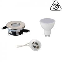 Led Spot Set - Aigi - Gu10 Fitting - Waterdicht Ip65 - Inbouw Rond - Mat Chroom - 8w - Natuurlijk Wit 4200k - Ø82mm - thumbnail