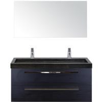 Seville Badmeubelset 120 cm - 2 Laden Black Oak - Wastafel Lucca Enkel met Spiegel - thumbnail