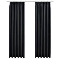 VidaXL Gordijnen verduisterend met haken 2 st 140x175 cm zwart - thumbnail