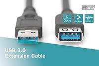 Digitus AK-300203-018-S USB-kabel USB 3.2 Gen1 USB-A stekker, USB-A bus 1.80 m Zwart - thumbnail