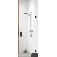 swingdeur (voor plaatsing tussen 2 muren) 1000 breed 2000 hoog mat zwart helder glas + antikalk - thumbnail