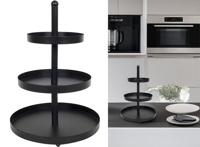 HIT Metalen Etagere - Serveertoren - 3 laags - 25 x 35 cm - Zwart - thumbnail