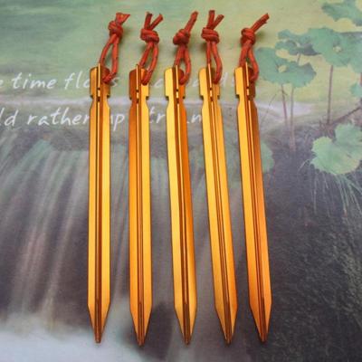 5 stuks aluminiumlegering Tent Peg nagel buiten reizen Tent Accessoires met touw lengte: 18cm(Yellow)
