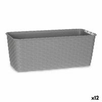 Zelfwaterende plantenpot Stefanplast Grijs Plastic 13 x 11 x 29 cm (12 Stuks) - thumbnail