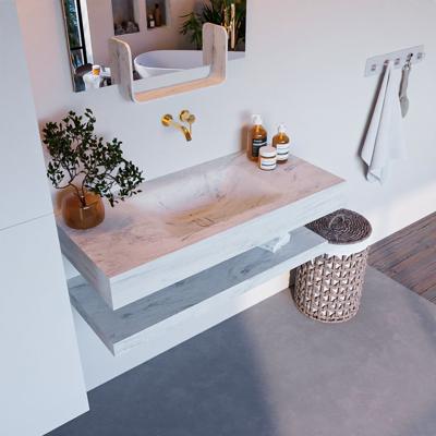 MONDIAZ ALAN-DLUX 100cm planchet Opalo. Vrijhangende wastafel CLOUD midden zonder kraangat, kleur Opalo.