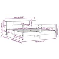 Bed met boekenkast zonder matras grenenhout wasbruin 180x200 cm - thumbnail