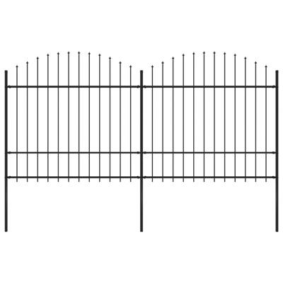 Tuinhek met speren bovenkant (1,5-1,75)x3,4 m staal zwart