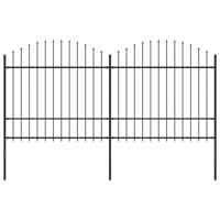 Tuinhek met speren bovenkant (1,5-1,75)x3,4 m staal zwart - thumbnail