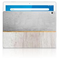 Lenovo Tab M10 Silicone Tablet Hoes Wood Concrete - thumbnail