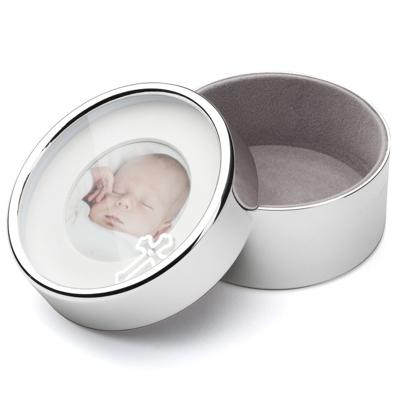 Zilverstad 7566261 Fotodoosje Doop verzilverd gelakt 103 x 103 x 50 mm