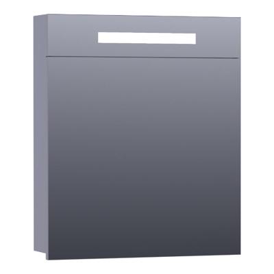 Brauer Promise Spiegelkast - 60 cm - met Directe Verlichting - 1 Rechtsdraaiende Enkelzijdige Spiegeldeur - Mat Grijs