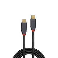 LINDY 36901 1m USB 3.1 type C kabel, 5A PD, anthraciet lijn antraciet - thumbnail
