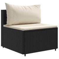 7-delige Loungeset met kussens poly rattan zwart - thumbnail