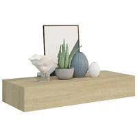 viaXL Wandschappen 2 st met lade 60x23,5x10 cm MDF eikenkleurig - thumbnail