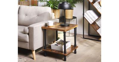 Beliani VERIL - Nachtkastje-Donkere houtkleur-Spaanplaat