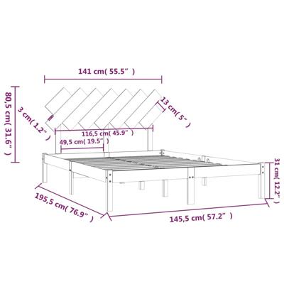 Bedframe massief hout wit 140x200 cm - thumbnail