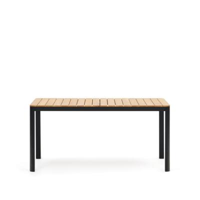 Kave Home Tuintafel 'Bona' Teakhout, 163 x 90cm, kleur Naturel/Zwart