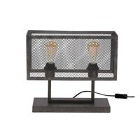 Livin24 Industriële Tafellamp Brooke Zwart Raster Rechthoek - thumbnail