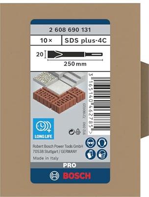 Bosch Accessories 2608690131 Platte beitel 20 mm Gezamenlijke lengte 250 mm SDS-Plus 10 stuk(s)