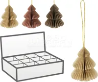 Kerstornament Kerstboom Papier 8cm Assorti 1st - thumbnail