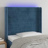 Hoofdbord LED 93x16x118/128 cm fluweel donkerblauw - thumbnail