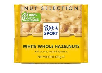 Ritter sport wit hele hazelnoot tablet 100gr | 10 stuks