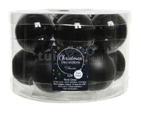 Kerstballen Glas Ø5cm Zwart 12st - thumbnail