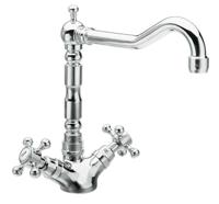 Wastafelmengkraan Sapho Antea 2-knop Uitloop Recht 24 cm Chroom Sapho - thumbnail