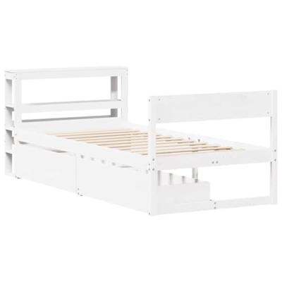 Bedframe zonder matras massief grenenhout wit 90x190 cm