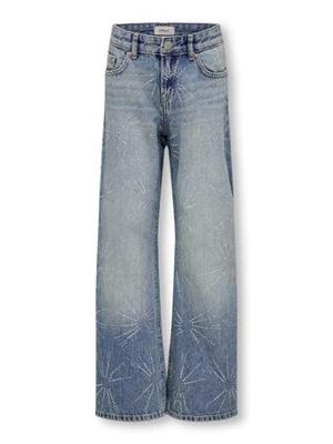 Kids ONLY zomer jeans broek meisjes - blauw, wide leg fit - Koghope